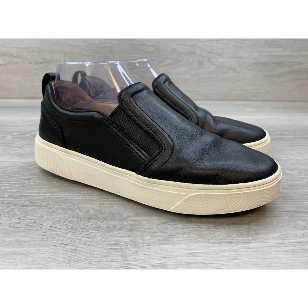Vionic Kimmie Black Leather Slip On Sneakers Women's 7.5 Orthotic Walking Shoes